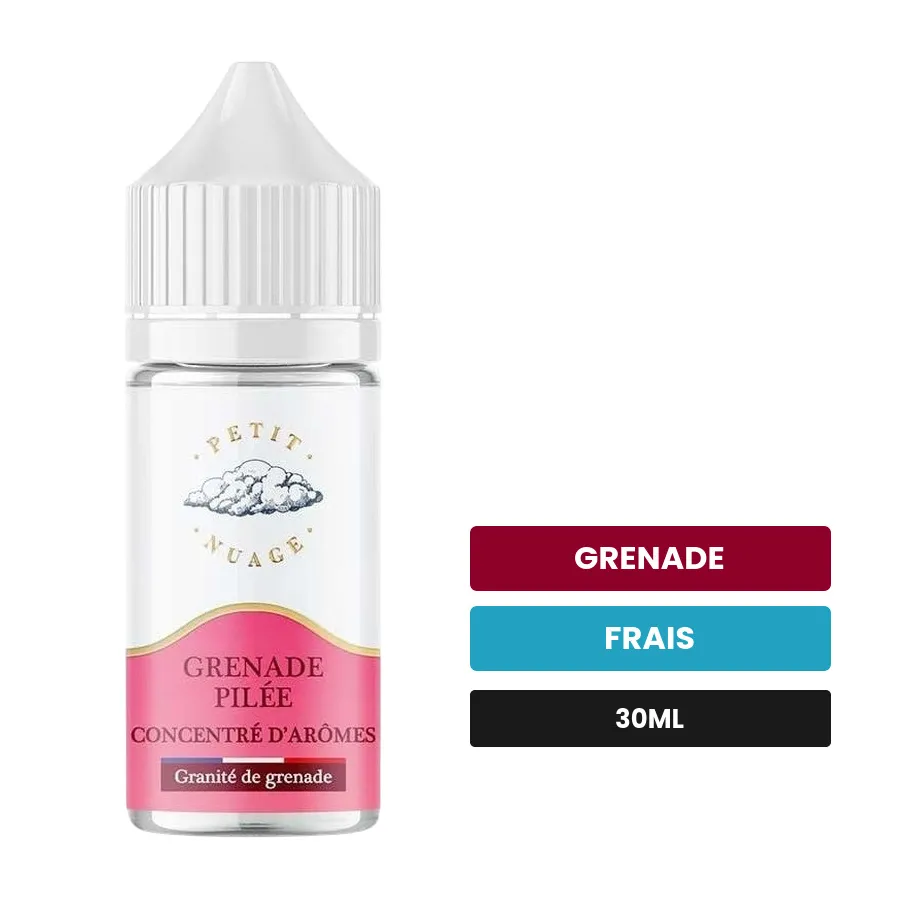 Arome concentre Grenade Pilée de Petit Nuage, 30 ml, saveurs grenade et frais, sans nicotine — arôme à diluer de nicotine.