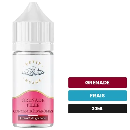 Arome concentre Grenade Pilée de Petit Nuage, 30 ml, saveurs grenade et frais, sans nicotine — arôme à diluer de nicotine.