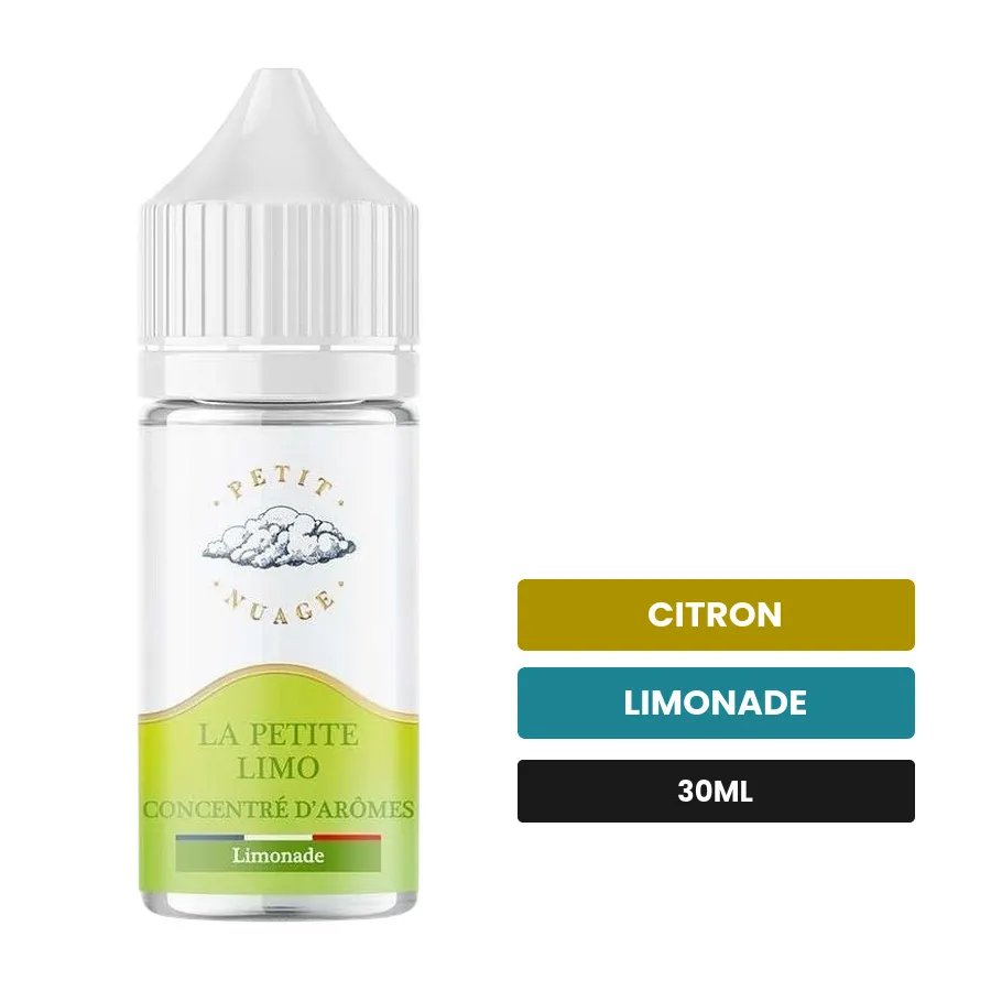 Arome concentre La Petite Limo de Petit Nuage, 30 ml, saveurs citron et limonade, sans nicotine — arôme à diluer de nicotine.