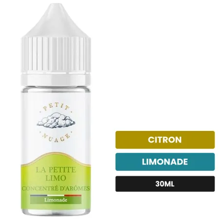 Arome concentre La Petite Limo de Petit Nuage, 30 ml, saveurs citron et limonade, sans nicotine — arôme à diluer de nicotine.