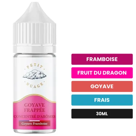 Arome concentre Goyave Frappée de Petit Nuage, 30 ml, saveurs framboise, fruit du dragon, goyave et 1 autre, sans nicotine —.
