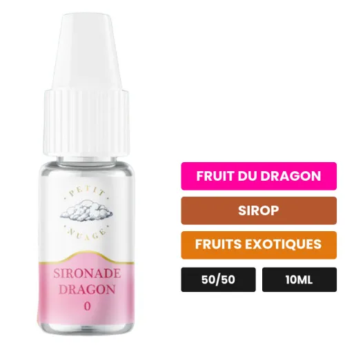 E-liquide Sironade Dragon de Petit Nuage, 10 ml, saveurs fruit du dragon, sirop et fruits exotiques.