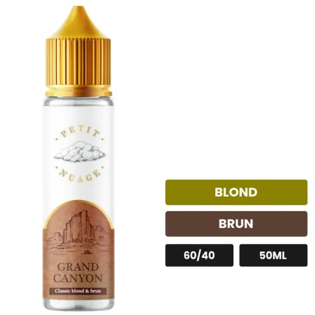 E-liquide Grand Canyon de Petit Nuage, 50 ml, saveurs blond et brun, sans nicotine — prêt à booster de nicotine.