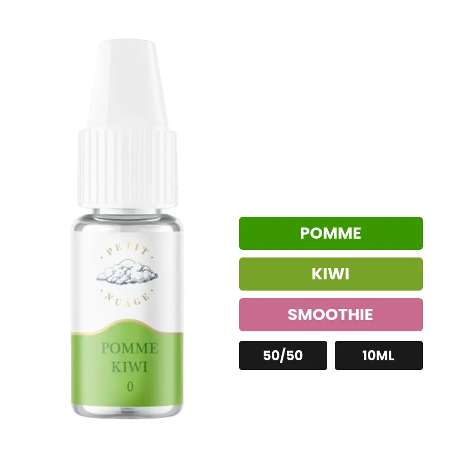E-liquide Pomme Kiwi de Petit Nuage, 10 ml, saveurs pomme, kiwi et smoothie.