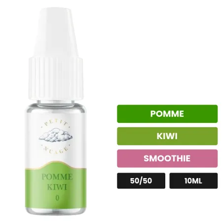 E-liquide Pomme Kiwi de Petit Nuage, 10 ml, saveurs pomme, kiwi et smoothie.