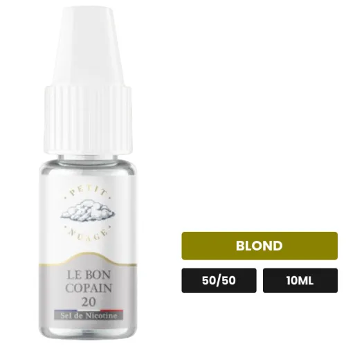 E-liquide Le Bon Copain de Petit Nuage, 10 ml, saveur blond, 10 mg de nicotine.