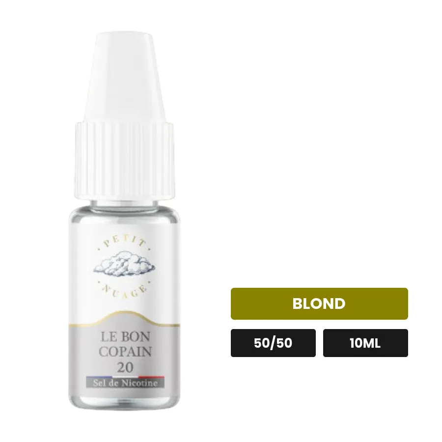 E-liquide Le Bon Copain de Petit Nuage, 10 ml, saveur blond, 10 mg de nicotine.