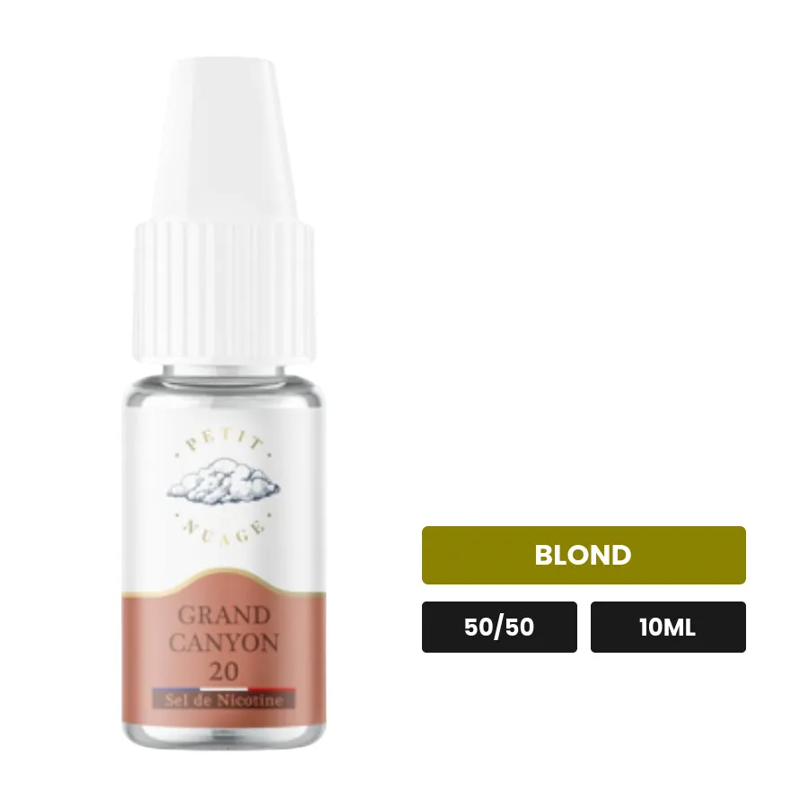 E-liquide Grand Canyon de Petit Nuage, 10 ml, saveur blond, 10 mg de nicotine.