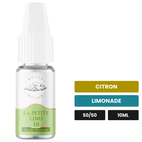 E-liquide La Petite Limo de Petit Nuage, 10 ml, saveurs citron et limonade, 10 mg de nicotine.