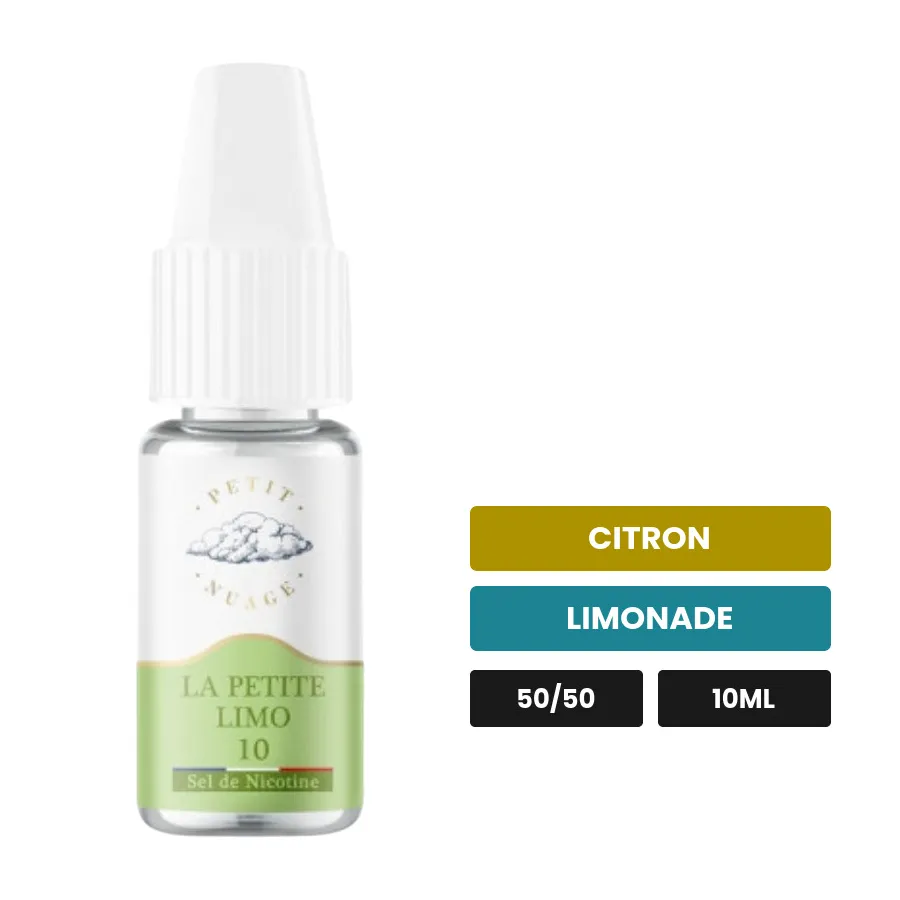 E-liquide La Petite Limo de Petit Nuage, 10 ml, saveurs citron et limonade, 10 mg de nicotine.
