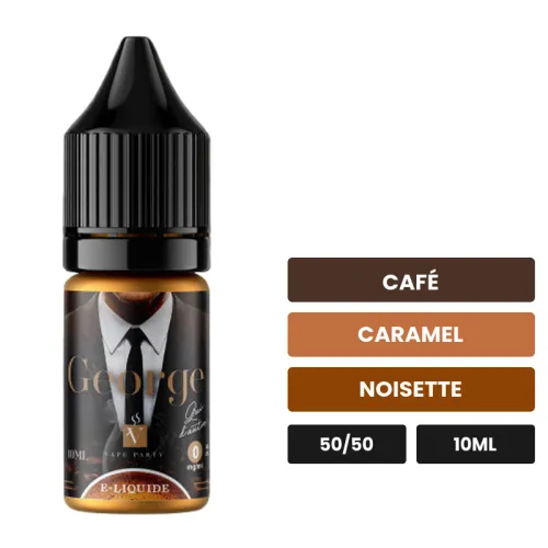 E-liquide George de Swoke, 10 ml, saveurs café, caramel et noisette.