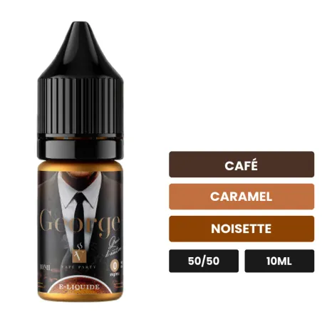 E-liquide George de Swoke, 10 ml, saveurs café, caramel et noisette.