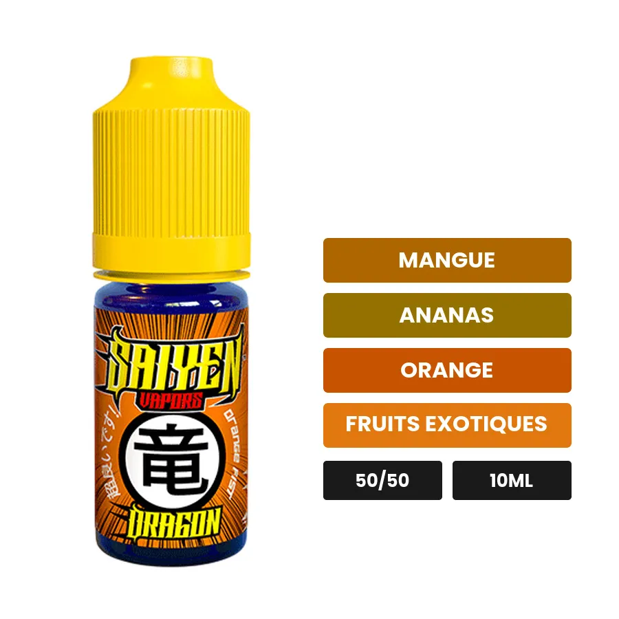 E-liquide Dragon de Swoke, 10 ml, saveurs mangue, ananas, orange et 1 autre.