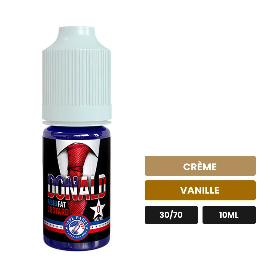 E-liquide Donald de Swoke, 10 ml, saveurs crème et vanille.