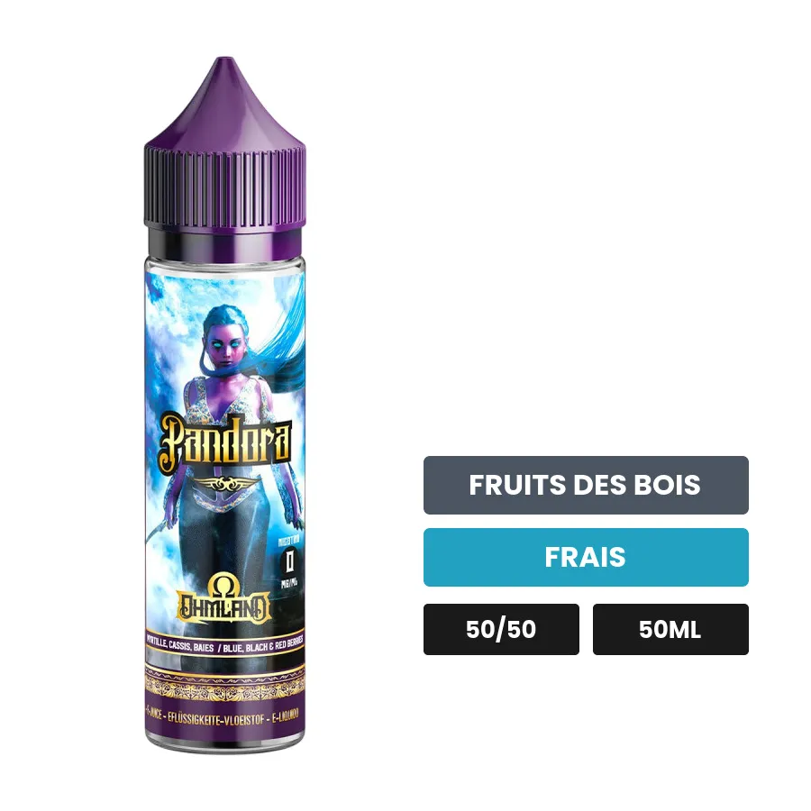 E-liquide Pandora de Swoke, 50 ml, saveurs fruits des bois et frais, sans nicotine — prêt à booster de nicotine.