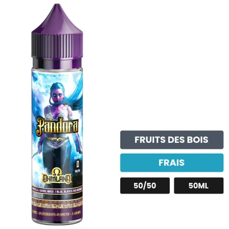 E-liquide Pandora de Swoke, 50 ml, saveurs fruits des bois et frais, sans nicotine — prêt à booster de nicotine.