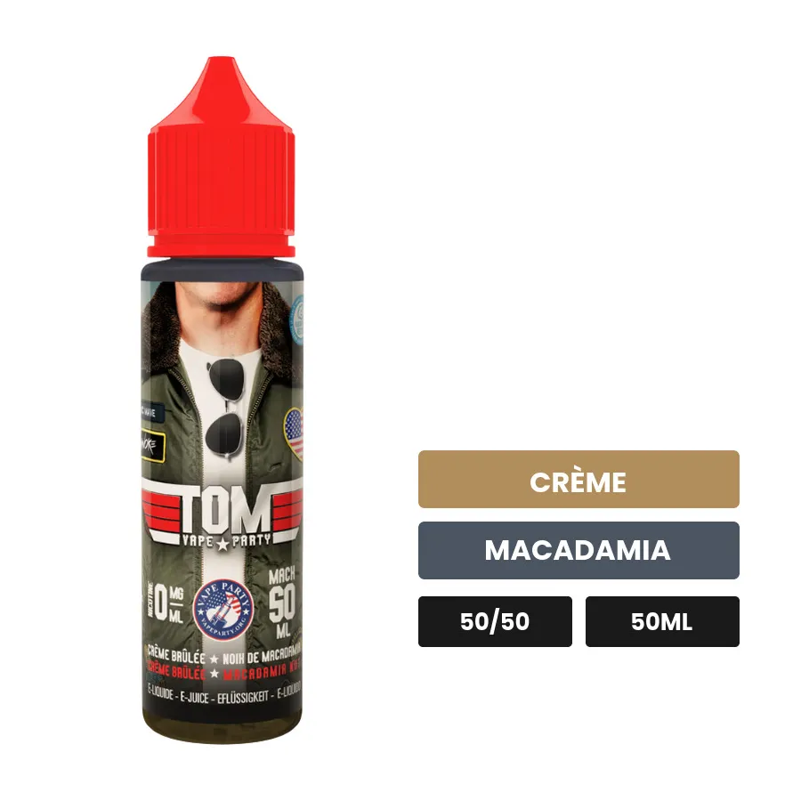 E-liquide Tom de Swoke, 50 ml, saveurs crème et macadamia, sans nicotine — prêt à booster de nicotine.