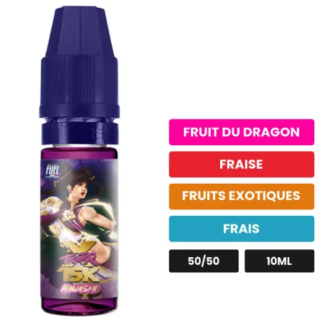 E-liquide Mawashi de Maison Fuel, 10 ml, saveurs fruit du dragon, fraise, fruits exotiques et 1 autre.
