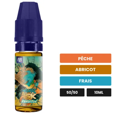 E-liquide Kansetsu de Maison Fuel, 10 ml, saveurs pêche, abricot et frais.
