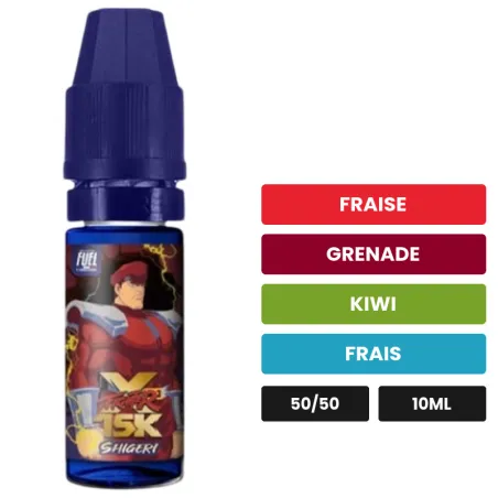 E-liquide Shigeri de Maison Fuel, 10 ml, saveurs fraise, grenade, kiwi et 1 autre.
