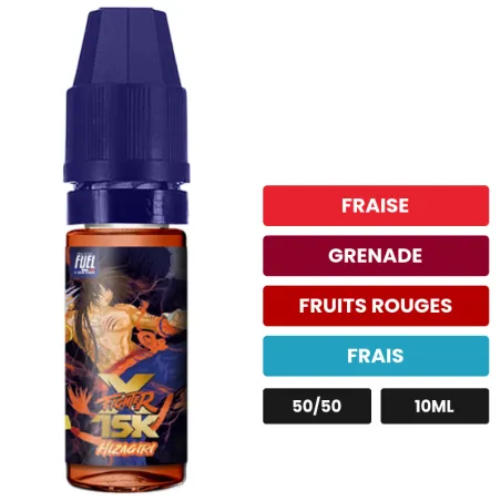 E-liquide Hizagiri de Maison Fuel, 10 ml, saveurs fraise, grenade, fruits rouges et 1 autre.