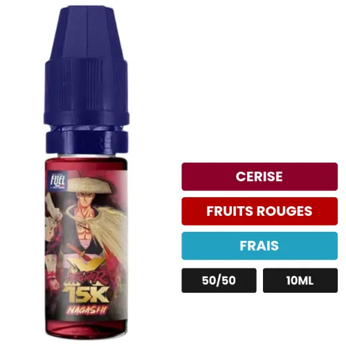 E-liquide Nagashi de Maison Fuel, 10 ml, saveurs cerise, fruits rouges et frais.
