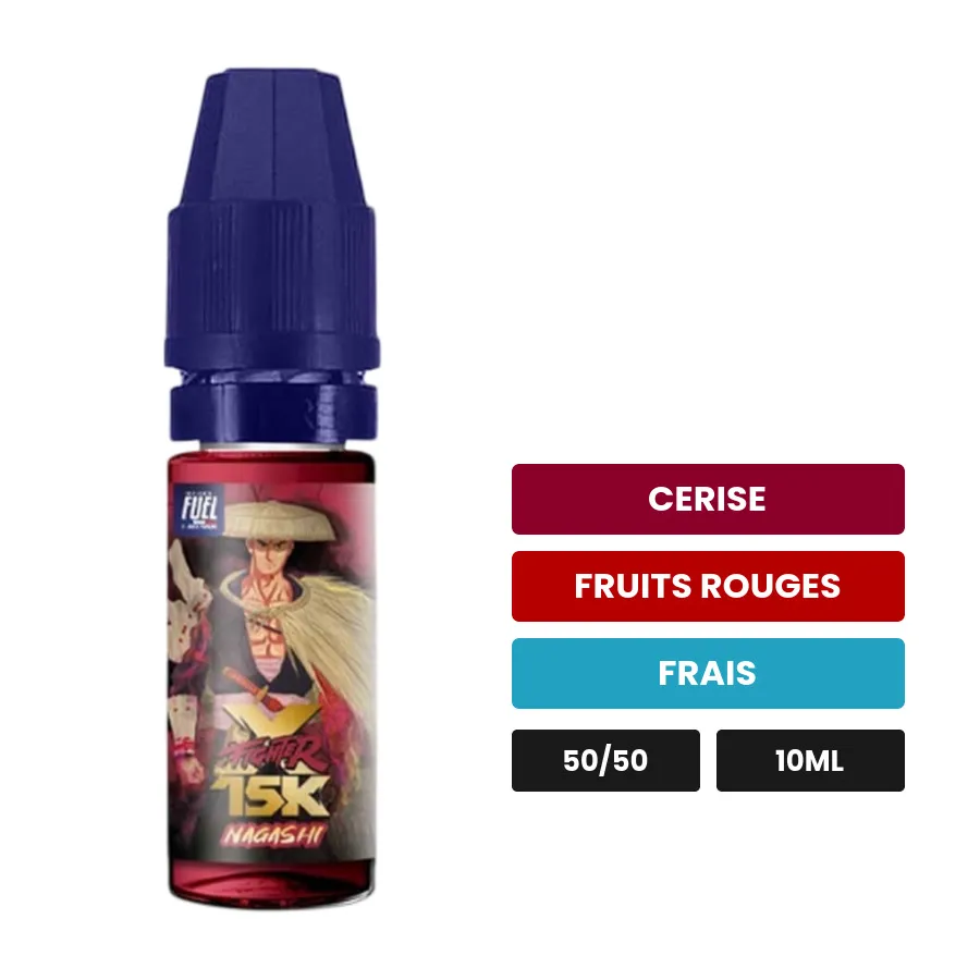 E-liquide Nagashi de Maison Fuel, 10 ml, saveurs cerise, fruits rouges et frais.