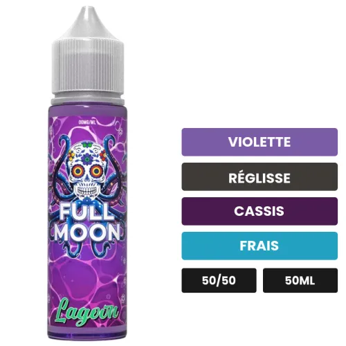 E-liquide Lagoon de Full Moon, 50 ml, saveurs violette, réglisse, cassis et 1 autre, sans nicotine — prêt à booster de.