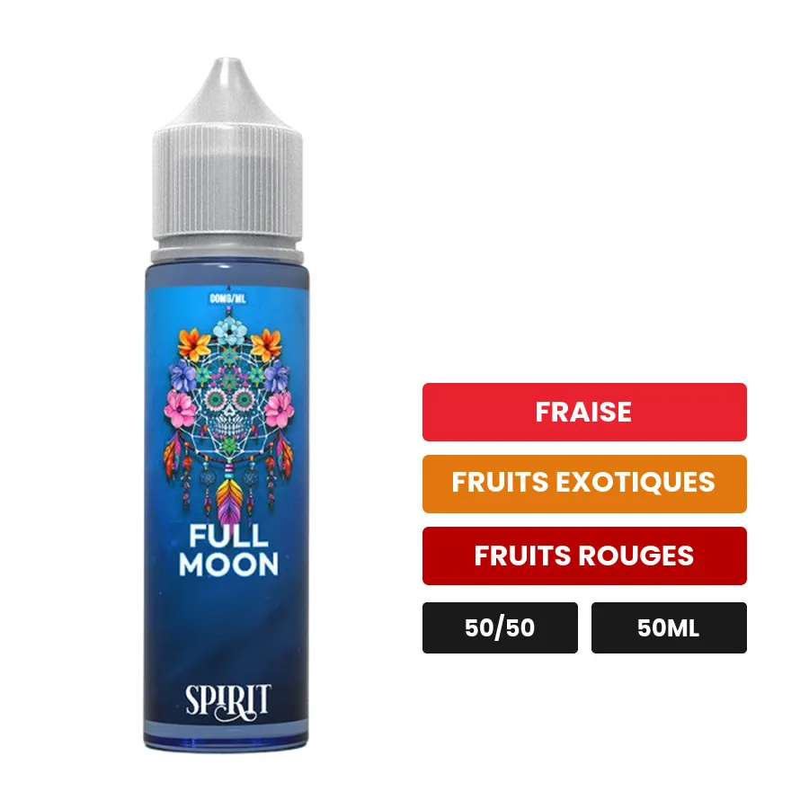 E-liquide Spirit de Full Moon, 50 ml, saveurs fraise, fruits exotiques et fruits rouges.