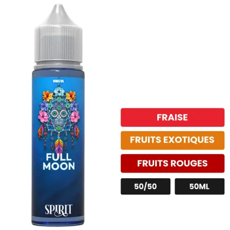 E-liquide Spirit de Full Moon, 50 ml, saveurs fraise, fruits exotiques et fruits rouges.