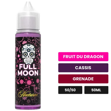 E-liquide Nocturne de Full Moon, 50 ml, saveurs fruit du dragon, cassis et grenade.