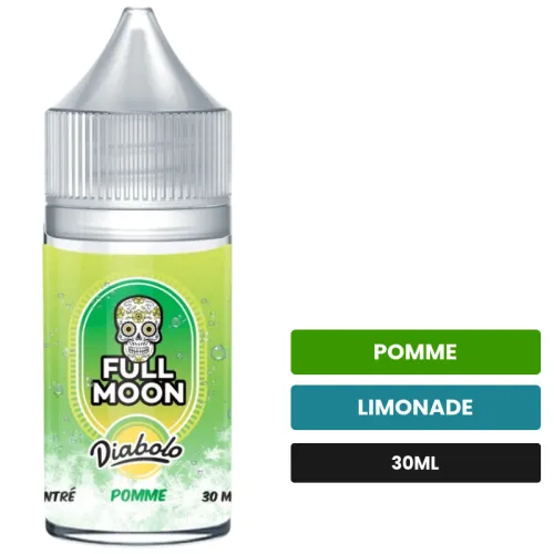 Arome concentre Pomme de Full Moon, 30 ml, saveurs pomme et limonade, sans nicotine — arôme à diluer de nicotine.