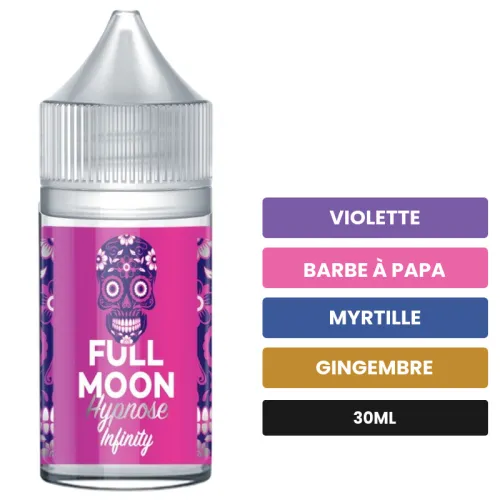 Arome concentre Hypnose Infinity de Full Moon, 30 ml, saveurs violette, barbe à papa, myrtille et 3 autres, sans nicotine —.