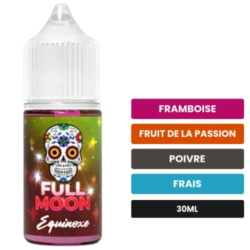 Arome concentre Équinoxe de Full Moon, 30 ml, saveurs framboise, fruit de la passion, poivre et 1 autre.