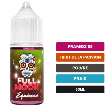Arome concentre Équinoxe de Full Moon, 30 ml, saveurs framboise, fruit de la passion, poivre et 1 autre.