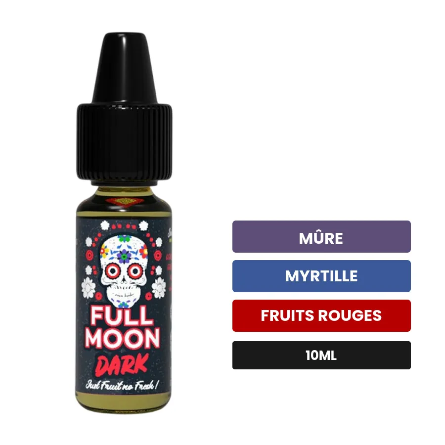 Arome concentre Dark Just Fruit de Full Moon, 10 ml, saveurs mûre, myrtille et fruits rouges, sans nicotine — arôme à diluer.