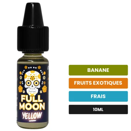 Arome concentre Yellow de Full Moon, 10 ml, saveurs banane, fruits exotiques et frais.