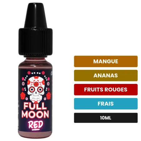 Arome concentre Red de Full Moon, 10 ml, saveurs mangue, ananas, fruits rouges et 1 autre.