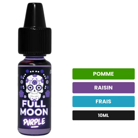 Arome concentre Purple de Full Moon, 10 ml, saveurs pomme, raisin et frais.