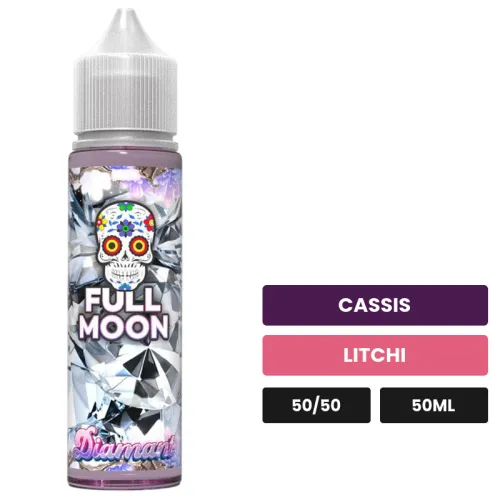 E-liquide Diamant de Full Moon, 50 ml, saveurs cassis et litchi.