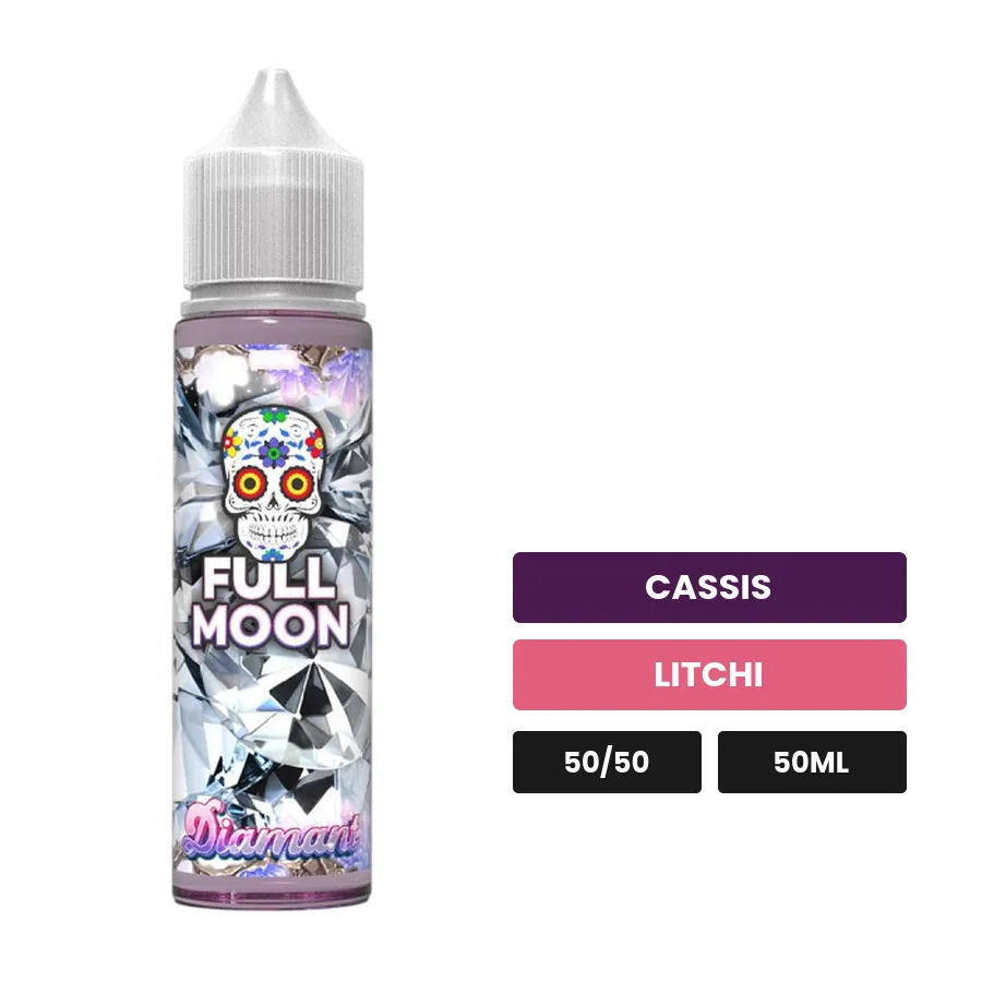 E-liquide Diamant de Full Moon, 50 ml, saveurs cassis et litchi.