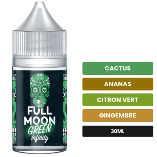 Arome concentre Green Infinity de Full Moon, 30 ml, saveurs cactus, ananas, citron vert et 2 autres.