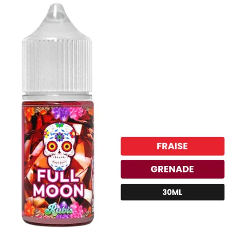 Arome concentre Rubis de Full Moon, 30 ml, saveurs fraise et grenade.