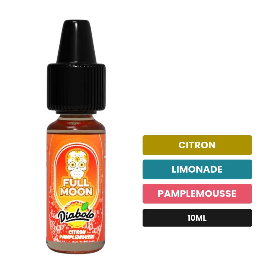 Arome concentre Citron Pamplemousse de Full Moon, 10 ml, saveurs citron, limonade et pamplemousse.