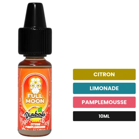 Arome concentre Citron Pamplemousse de Full Moon, 10 ml, saveurs citron, limonade et pamplemousse.