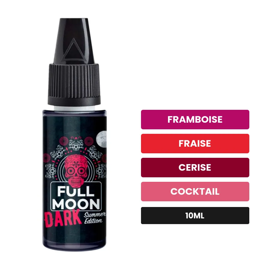 Arome concentre Dark Summer de Full Moon, 10 ml, saveurs framboise, fraise, cerise et 3 autres.