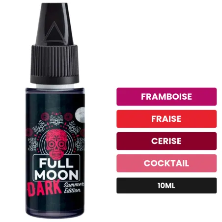 Arome concentre Dark Summer de Full Moon, 10 ml, saveurs framboise, fraise, cerise et 3 autres.