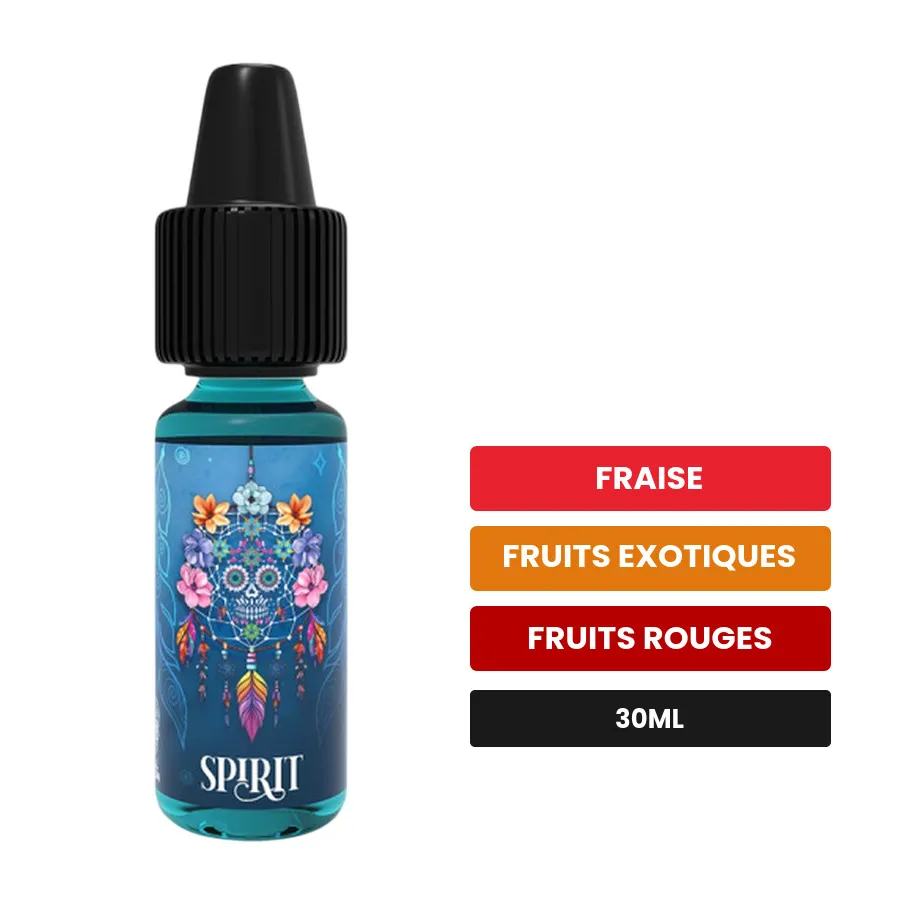 Arome concentre Spirit de Full Moon, 30 ml, saveurs fraise, fruits exotiques et fruits rouges.