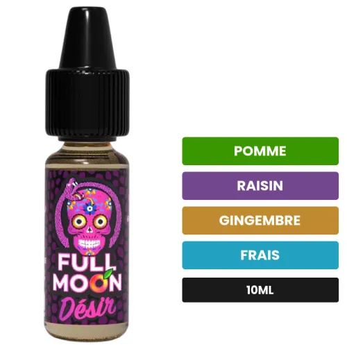 Arome concentre Désir de Full Moon, 10 ml, saveurs pomme, raisin, gingembre et 1 autre.