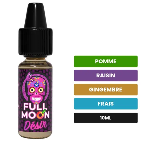 Arome concentre Désir de Full Moon, 10 ml, saveurs pomme, raisin, gingembre et 1 autre.